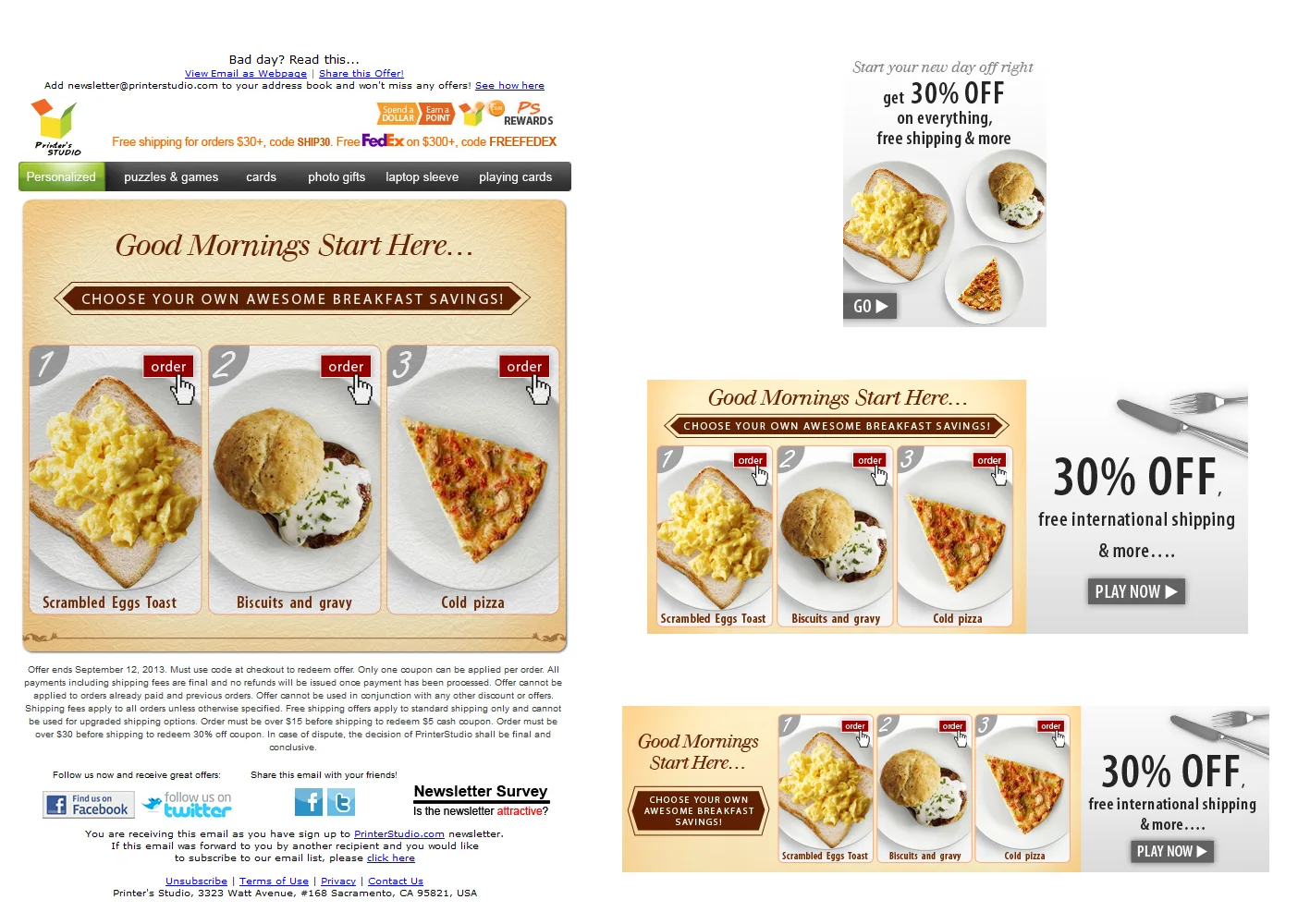 Breakfast promotion email and banner design system