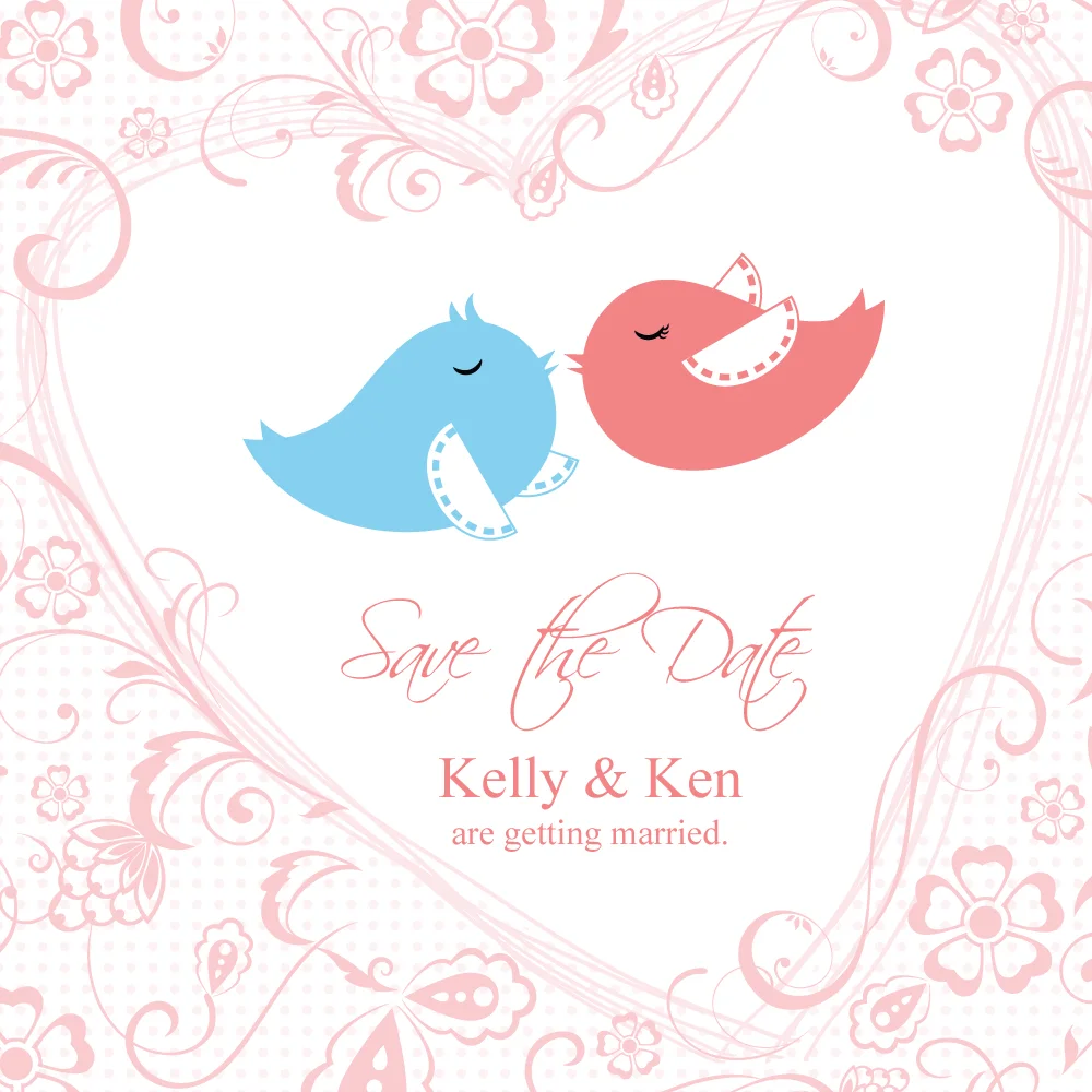 Love birds wedding save-the-date illustration